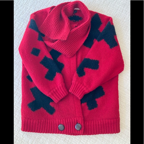 Vtg PGE Mohair Wool Blend Red Cardigan Sweater M - Picture 6 of 7